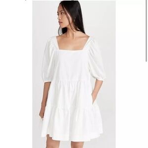 NWT En Saison White Puff Sleeve Mini Dress XLarge Vacation Resortwear Summer